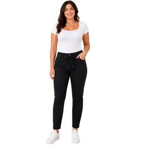 Judy Blue Black Jogger Jeans High Rise Drawstring JB88700 BK Womens Size 18W
